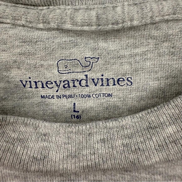 Vineyard Vines Kids Heather Gray Short Sleeve Tee Size Large 16 Patriotic GUC - Picture 3 of 5